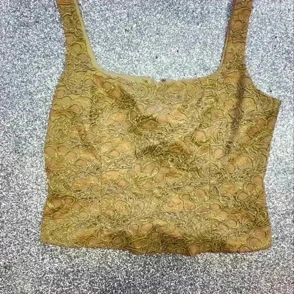 Gold beaded/ embroidery crop  tank top - Picture 1 of 6